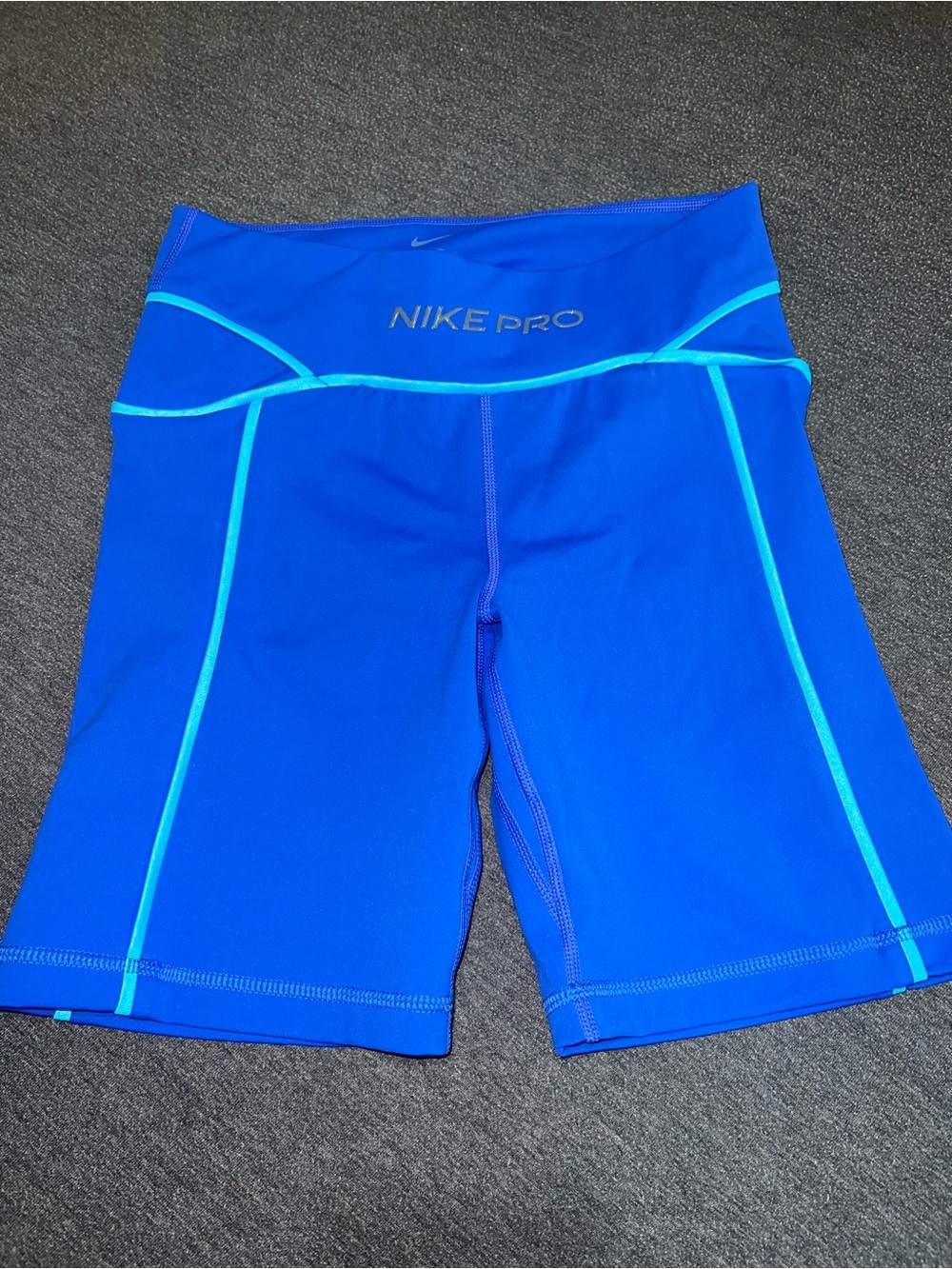Nike Bright Blue Compression Shorts with Teal Trim